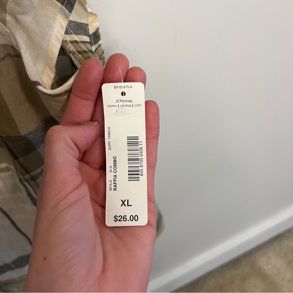 St. John's Bay Beige and Brown Plaid Shirt Minimalist Classic Western - Picture 5 of 8